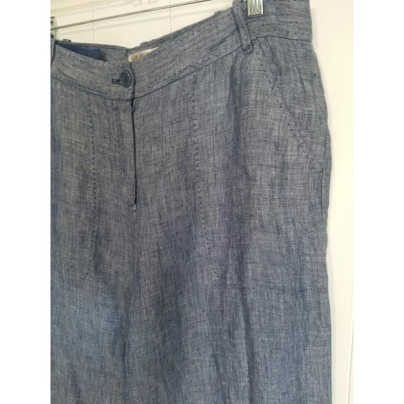 MSSP Max Studio Specialty Linen Pants Womens Size 8 Blue Chambray Trim - Picture 4 of 11